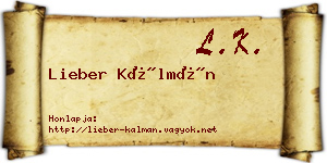 Lieber Kálmán névjegykártya